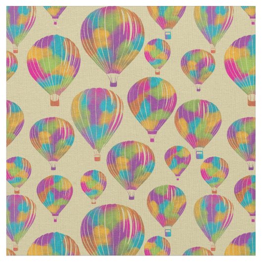 Heißluftballons in Regenbogenfarben Gemustert Stoff (Nahaufnahme)