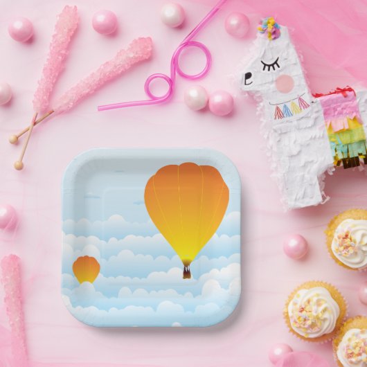 Heißluftballons in Wolken Pappteller (Party)