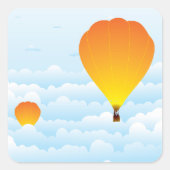 Heißluftballons in Wolkenaufklebern Quadratischer Aufkleber (Vorderseite)