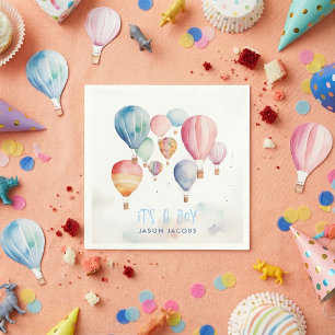 Heißluftballons mit einem Jungenspass Serviette