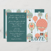 Heißluftballons mit Herz-Hochzeitsempfang Einladung (Vorne/Hinten)