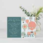 Heißluftballons mit Herz-Hochzeitsempfang Einladung (Stehend Vorderseite)
