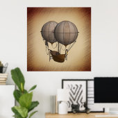 Heißluftballons mit Schiff Poster (Heimbüro)