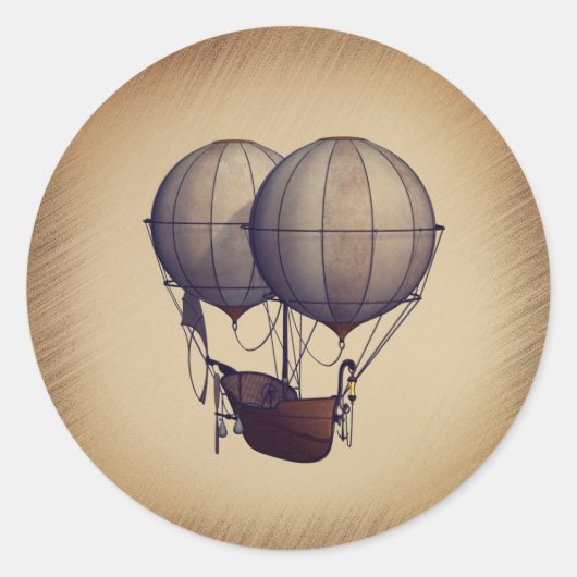 Heißluftballons mit Schiff Runder Aufkleber (Vorderseite)