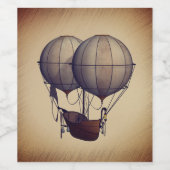 Heißluftballons mit Schiff Weinetikett (Einzelnes Label)
