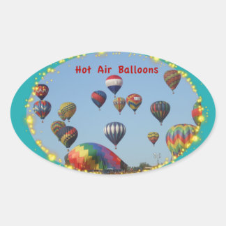 Heißluftballons mit spärlicher Grenze Ovaler Aufkleber