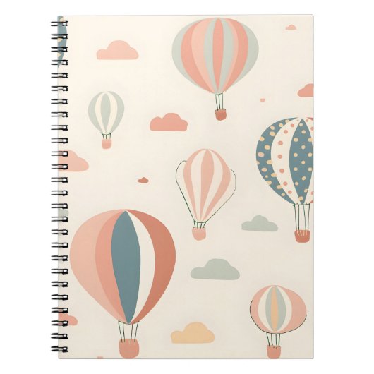 Heißluftballons Niedliche Clauds-Muster Notizblock (Vorderseite)
