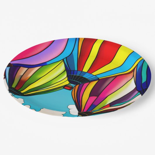 Heißluftballons Pappteller (Schrägansicht)
