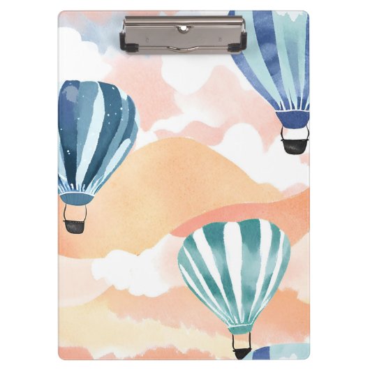 Heißluftballons | Pastel Watercolor Klemmbrett (Vorderseite)