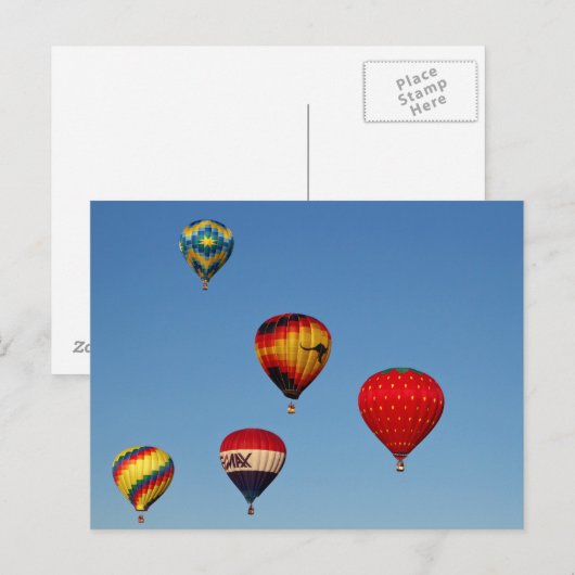 Heißluftballons Postkarte (Vorne/Hinten)