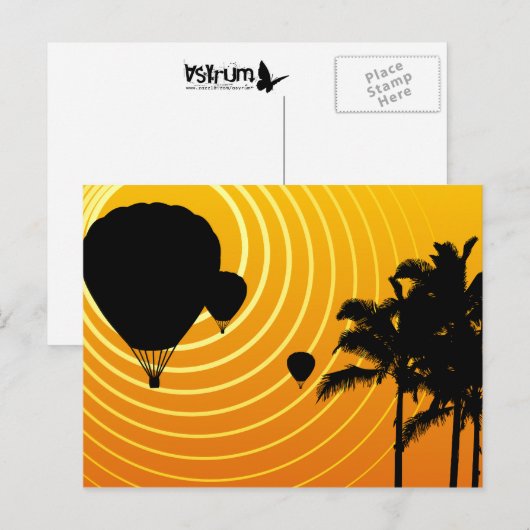 Heißluftballons Postkarte (Vorne/Hinten)