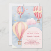 Heißluftballons Rosa Girl Dusche Einladung (Vorderseite)