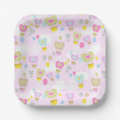 Heißluftballons Rosa Papier Teller (Vorderseite)