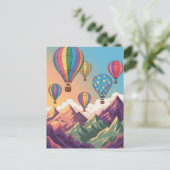 Heißluftballons über Bergen Puzzle Postkarte (Stehend Vorderseite)