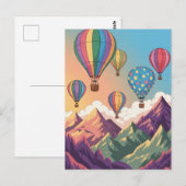 Heißluftballons über Bergen Puzzle Postkarte (Vorne/Hinten)