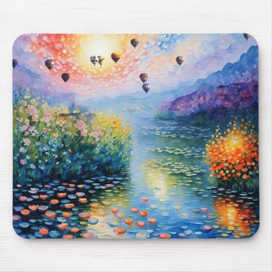 Heißluftballons über Pastellstrahl Mousepad (Vorne)