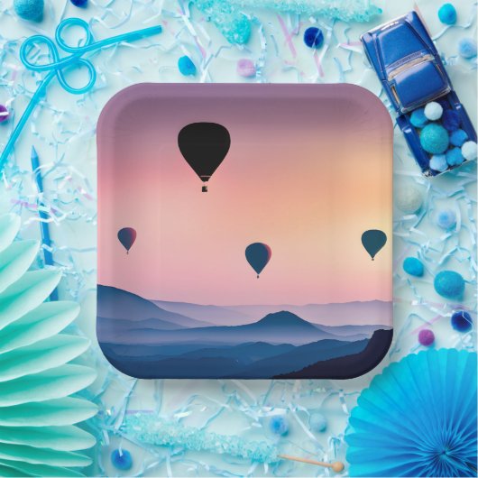 Heißluftballons und -gebirge pappteller (Party)