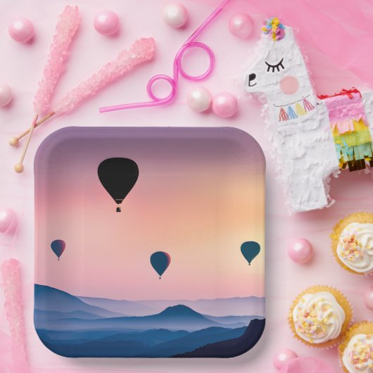 Heißluftballons und -gebirge pappteller (Party)