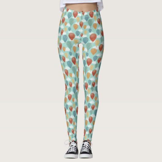 Heißluftballons und Gemusterte Weißwolken Leggings (Vorderseite)