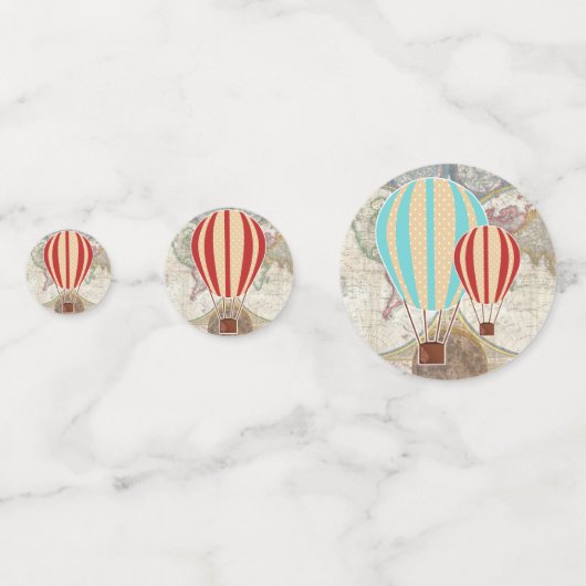 Heißluftballons und Vintage Weltkarte Konfetti (Rückseiten)