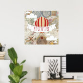 Heißluftballons Vintages Welterlebnis Poster (Heimbüro)