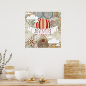 Heißluftballons Vintages Welterlebnis Poster (Küche)