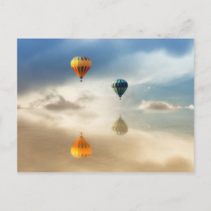 Heißluftballons Wasserreflektion Postkarte