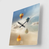 Heißluftballons Wasserreflektion Quadratische Wanduhr (Winkel)