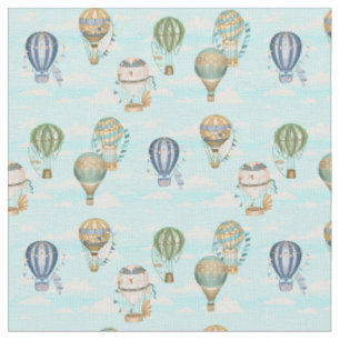 Heißluftballons Wolken Aquarellmuster Stoff