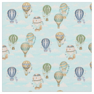 Heißluftballons Wolken Wasserfarbmuster Stoff