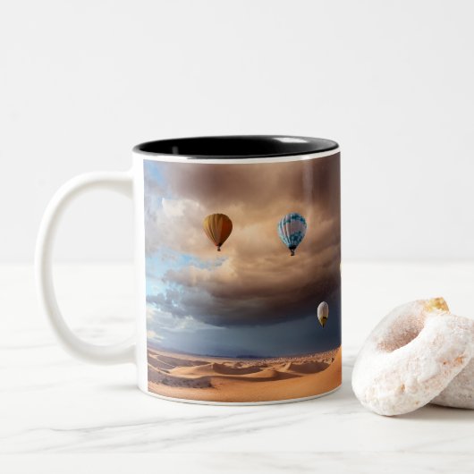 Heißluftballons Zweifarbige Tasse (Mit Donut)