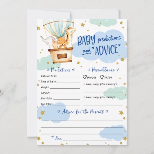 Heißluftballontiere Einladung (Vorderseite)