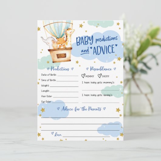 Heißluftballontiere Einladung (Stehend Vorderseite)