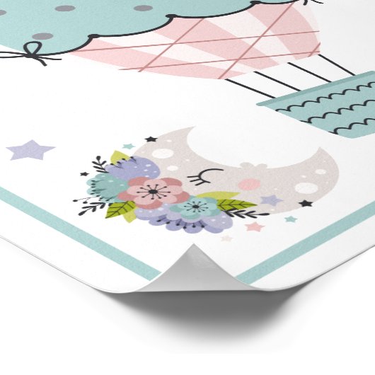 Heißluftballonwolke, Regenbogen, Moon Art Print Se Poster (Ecke)