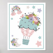 Heißluftballonwolke, Regenbogen, Moon Art Print Se Poster (Vorne)