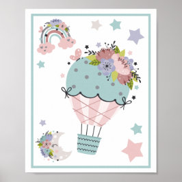 Heißluftballonwolke, Regenbogen, Moon Art Print Se Poster