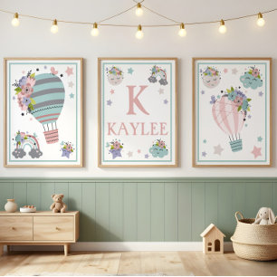 Heißluftballonwolke, Regenbogen, Moon Art Print Se Poster