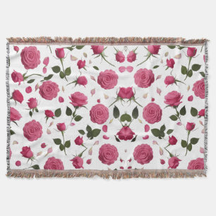 Heißrosa 3D-Rosenmuster Kuscheldecke zum Werfen  Decke