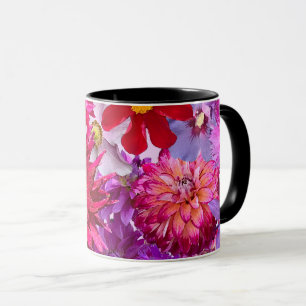Heißrosa abstrakte florale Dahlie-Kaffeetasse Tasse