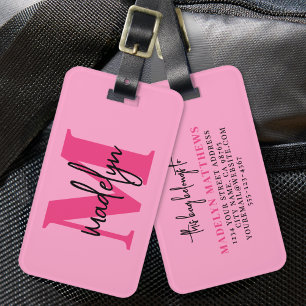 Heißrosa Anfangsbuchstabe Monogramm Gepäckanhänger