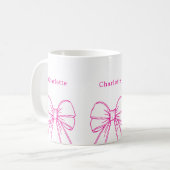 Heißrosa Bogen-Schriftname Kaffeetasse (Vorderseite Links)