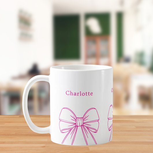 Heißrosa Bogen-Schriftname Kaffeetasse