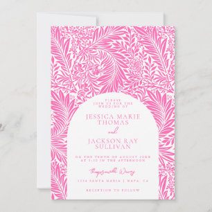 Heißrosa Botanische und Florale Hochzeitseinladung Einladung