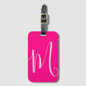 Heißrosa-chic Monogramm  Gepäckanhänger (Vorderseite Vertikal)