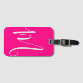 Heißrosa-chic Monogramm  Gepäckanhänger (Vorderseite (Horizontal))