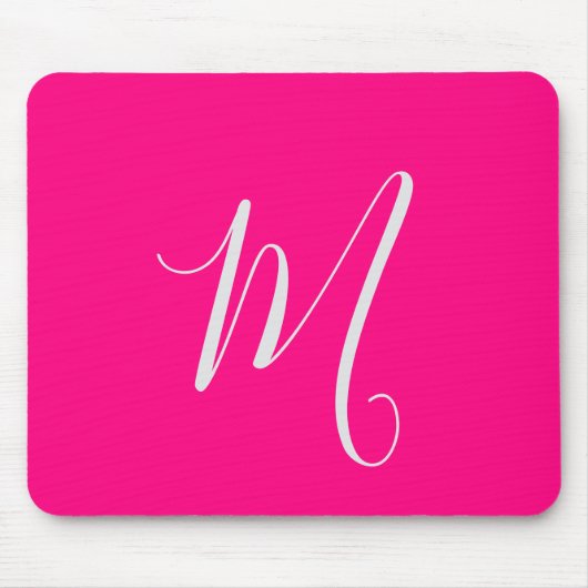 Heißrosa-chic-Monogramm Mousepad (Vorne)
