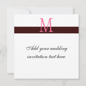 Heißrosa Damask Monogramm Hochzeitsempfehlung 4 Einladung (Rückseite)