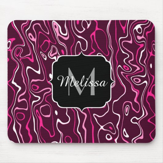 Heißrosa-Damaskus-Abstraktwirbel Benutzerdefiniert Mousepad (Vorne)