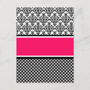 Heißrosa Damast Postkarte