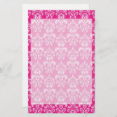Heißrosa Damastmuster Briefpapier (Vorne/Hinten)